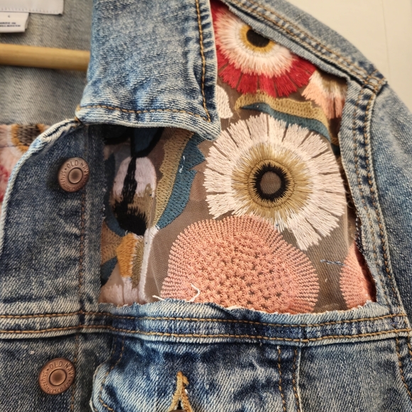 NOT YOUR TYPICAL CHARMING OLD NAVY DENIM...BUT UPCYCLED. SIZE L - Picture 3 of 16